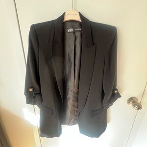 Zara Elegant Black Blazer with Gold Buttons